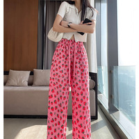 Pink Strawberry Print High Waist Trousers  - Thumbnail 8