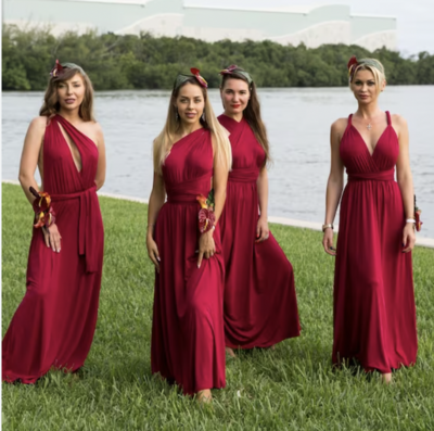 Convertible Bridesmaid Dresses Floor Length Red