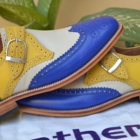 Handmade Men Multicolor Classic Men Monk Strap Shoes - Thumbnail 2