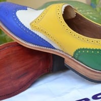 Handmade Men Multicolor Classic Men Monk Strap Shoes - Thumbnail 3