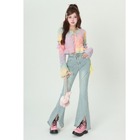 Bubblegum Soft Pastel Colorful Rainbow Knitted Sweater Cardigan - Thumbnail 3