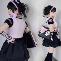 Kawaii Purple Black Kuromi Knitted Soft Sweater - Thumbnail 5
