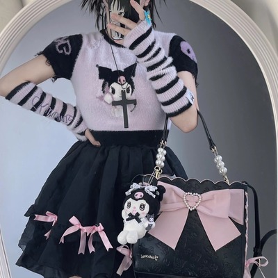 Kawaii Purple Black Kuromi Knitted Soft Sweater