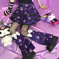 Y2K Harajuku Dark Purple Kuromi Punk Rock Girl Gathered Elastic Short Mini Skirt - Thumbnail 7