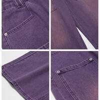 Y2K Loose Wide Leg Gradient Purple Washed Denim Jeans Pants - Thumbnail 6