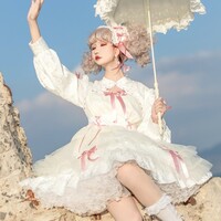 EGL Black Purple & White Pink Bow Lace Gothic Princess Dress - Thumbnail 7