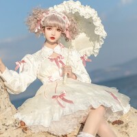 EGL Black Purple & White Pink Bow Lace Gothic Princess Dress - Thumbnail 6