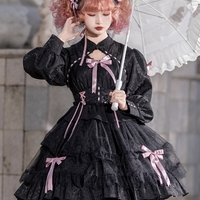 EGL Black Purple & White Pink Bow Lace Gothic Princess Dress - Thumbnail 4