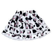 Y2K Harajuku Black White Cow Pattern Kitty Punk Rock Girl Gathered Elastic Short Mini Skirt - Thumbnail 9