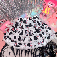 Y2K Harajuku Black White Cow Pattern Kitty Punk Rock Girl Gathered Elastic Short Mini Skirt - Thumbnail 8