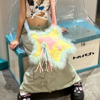 Y2K Pastel Pink Blue Yellow Star Meteor Fluff Plush Handmade 3D Bag - Thumbnail 8