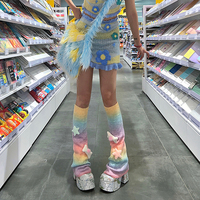 Y2K Star Bone Rainbow Knitwear Knitted Leg Warmer - Thumbnail 2