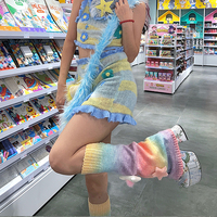 Y2K Star Bone Rainbow Knitwear Knitted Leg Warmer - Thumbnail 5