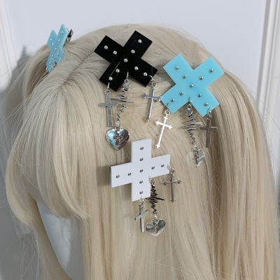 Y2K Goth Punk Cross Pendant Hairpin Hair Clip Hair Accessories