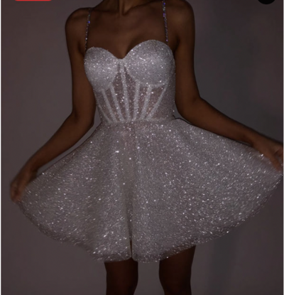 Sparkly White Homecoming Dresses Short