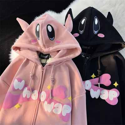 Harajuku cartoon anime print hoodie jacket - Thumbnail 1