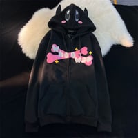 Harajuku Cartoon Anime Print Hoodie Jacket - Thumbnail 3