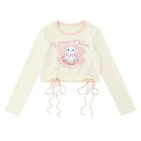 Galaxy Rabbit Bunny Black White Pink Y2K Cute Long Sleeve T Shirts Top - Thumbnail 1