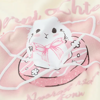 Galaxy Rabbit Bunny Black White Pink Y2K Cute Long Sleeve T Shirts Top - Thumbnail 3