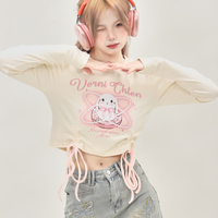 Galaxy Rabbit Bunny Black White Pink Y2K Cute Long Sleeve T Shirts Top - Thumbnail 9