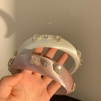 Sweet Girl Pink White Heart Jewels Decorated Hairband Headband Hair Accessories - Thumbnail 5