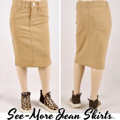 Childrens khaki denim skirt