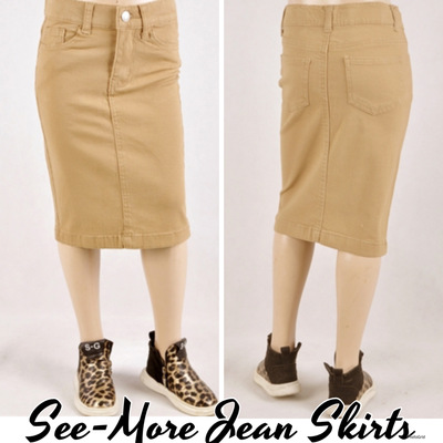 CHILDRENS KHAKI DENIM SKIRT