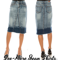 PAYTON MID-LENGTH BLUSH WASH DENIM SKIRT - Thumbnail 2