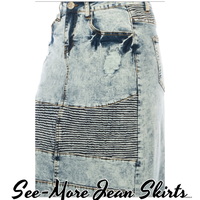 Madilyn Long Sand Wash Distressed Denim Skirt - Thumbnail 1