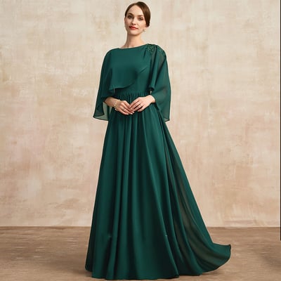 Simple Green Chiffon Mother of Bride/Groom Dresses for Women 2023 Summer New Beach Wedding Party Gown with Lace Sequined