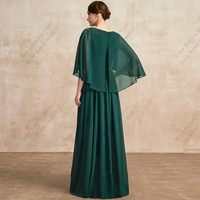 Simple Green Chiffon Mother of Bride/Groom Dresses for Women 2023 Summer New Beach Wedding Party Gown with Lace Sequined - Thumbnail 1