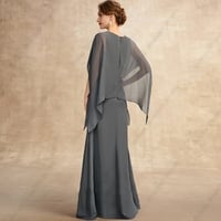 Grey Strapless Chiffon Mother of Bride /Groom Dresses for Women Beach Half Sleeve Elegant Wedding Party Gown Vestido De Noche Summer - Thumbnail 1