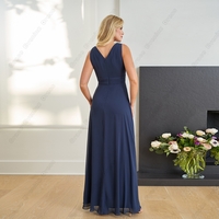 Royal Blue Strapless Mother of Bride /Groom Dresses for Women Sleeveless Chiffon Mother of Bride Dresses with Lace Vestido De Noche - Thumbnail 1