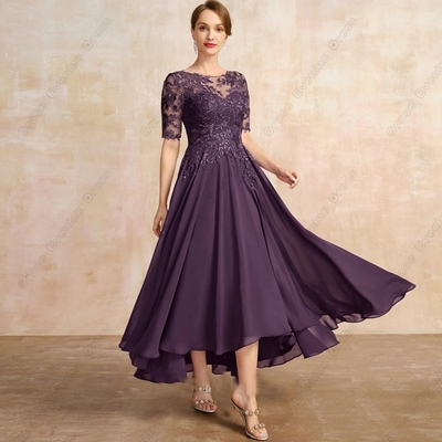 Half Sleeve Mother of Bride/Groom Dresses for Women Ankle Length Wedding Party Gown Chiffon Vestido De Noche 2023 Summer