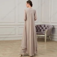 Ankle Length Charmpagne Mother of Bride/Groom Dresses with Lace Full Sleeve Wedding Party Gown for Wedding 2023 Robe De Soirée Summer - Thumbnail 1