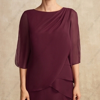 Gorgeous Scoop Half Sleeve Mother of Bride /Groom Dresses for Women Ankle Length Wedding Party Gown 2023 Summer - Thumbnail 1