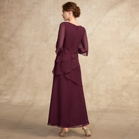 Gorgeous Scoop Half Sleeve Mother of Bride /Groom Dresses for Women Ankle Length Wedding Party Gown 2023 Summer - Thumbnail 2