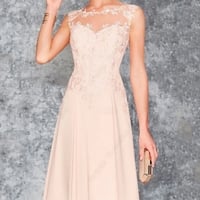 A Line Mother of Bride /Groom Dresses for Formal Occasion Strapless Chiffon Wedding Party Gown with Lace 2023 Summer  - Thumbnail 1