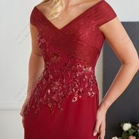 Red Off Shoulder Side Slit Mother of Bride/Groom Dress  Summer New Sequined Sleeveless Prom Gowns Floor Length  - Thumbnail 1