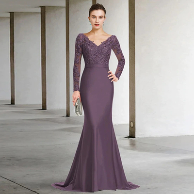 Mermaid mother of bride/groom dresses for women 2023 lace strapless lace summer wedding party gowns lace for wedding stretch