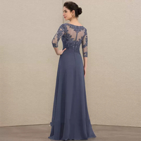 Charming Three Quarter Mother of Bride/Groom Dresses for Women 2023 New Chiffon Wedding Party Gowns Summer Lace Scoop - Thumbnail 1