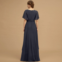 Charming Scoop Mother of Bride/Groom Dresses with Sequined Chiffon Wedding Party Gown 2023 Summer Beach - Thumbnail 1