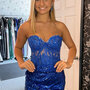 Tight Royal Blue Corset Sequin Short Homecoming Dress-1