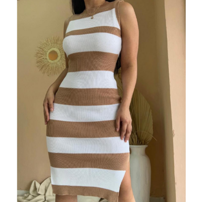 Fashion sexy stripe sleeveless dress