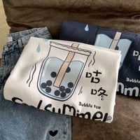 Bubble Milk Tea Print Short Sleeve T-shirt  - Thumbnail 8