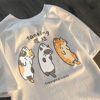 Funny 3 Cats Print Short Sleeve T-shirt  - Thumbnail 2