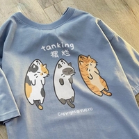 Funny 3 Cats Print Short Sleeve T-shirt  - Thumbnail 3