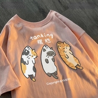 Funny 3 Cats Print Short Sleeve T-shirt  - Thumbnail 5