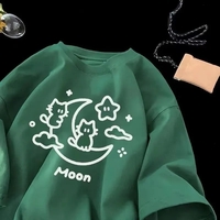 Cat Moon Print Short Sleeve T-shirt  - Thumbnail 2