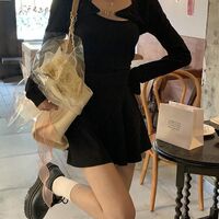 Black Halter Chain Long Sleeve T-shirt  - Thumbnail 4